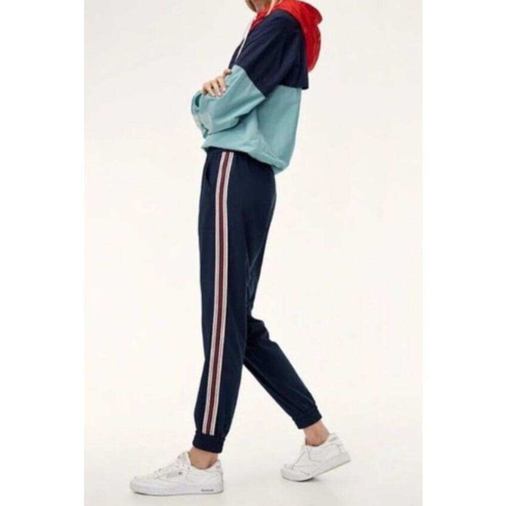 Aritzia TNA Speed Slim-Fit Jogger Side Stripe Track Pant Navy Women's Size Small